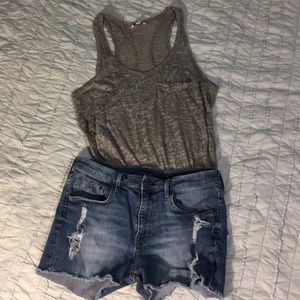 Sheer patterned racerback tank top